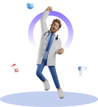  doctor jumping on the air happily